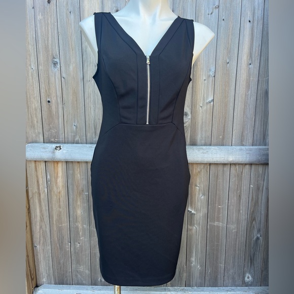 Kenneth Cole Bodycon Dress Black with Silver Front Zipper - Picture 1 of 5